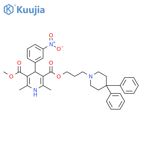 3,5-Pyridinedicarboxylicacid, 1,4-dihydro-2,6-dimethyl-4-(3-nitrophenyl)-,3-[3-(4,4-diphenyl-1-piperidinyl)propyl] 5-methyl ester structure
