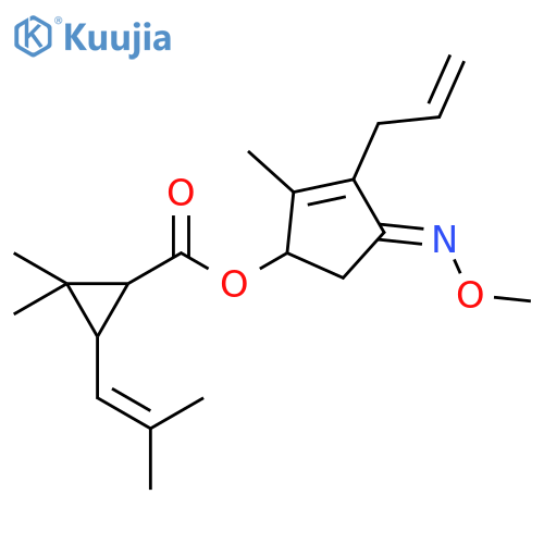 Cyclopropanecarboxylic acid, 2,2-dimethyl-3-(2-methyl-1-propenyl)-, 4-(methoxyimino)-2-methyl-3-(2-propenyl)-2-cyclopenten-1-yl ester structure