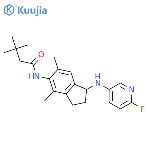 N-(1-((6-Fluoropyridin-3-yl)amino)-4,6-dimethyl-2,3-dihydro-1H-inden-5-yl)-3,3-dimethylbutanamide structure