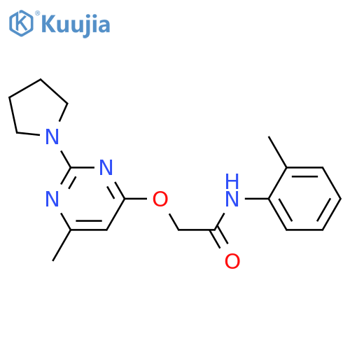 2-{[6-methyl-2-(pyrrolidin-1-yl)pyrimidin-4-yl]oxy}-N-(2-methylphenyl)acetamide structure