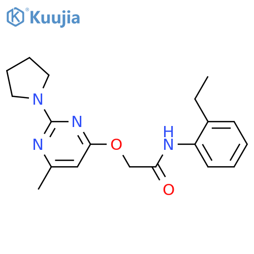 N-(2-ethylphenyl)-2-{[6-methyl-2-(pyrrolidin-1-yl)pyrimidin-4-yl]oxy}acetamide structure