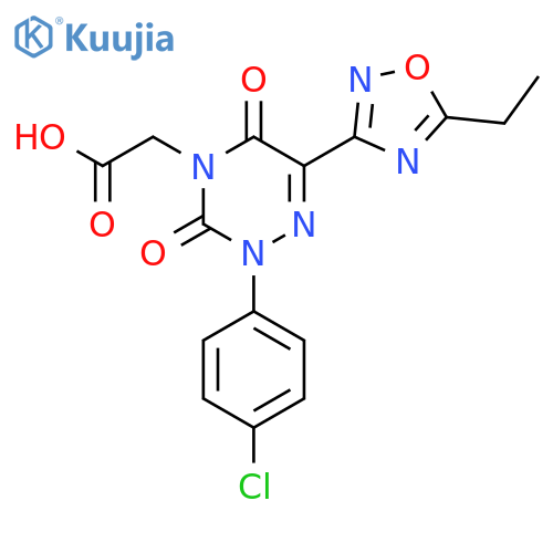 2-[2-(4-Chlorophenyl)-6-(5-ethyl-1,2,4-oxadiazol-3-yl)-3,5-dioxo-1,2,4-triazin-4-yl]acetic acid structure