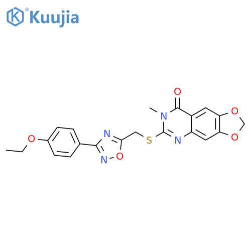 6-({[3-(4-ethoxyphenyl)-1,2,4-oxadiazol-5-yl]methyl}sulfanyl)-7-methyl-2H,7H,8H-[1,3]dioxolo[4,5-g]quinazolin-8-one structure