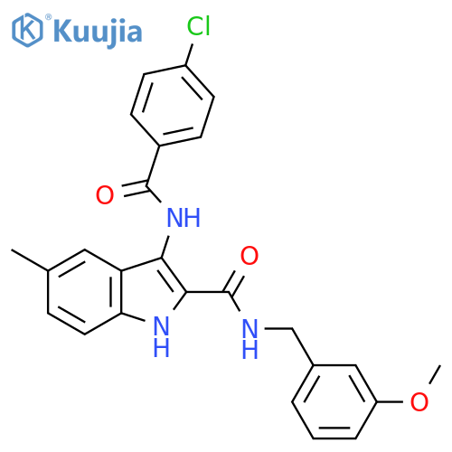 3-(4-chlorobenzamido)-N-[(3-methoxyphenyl)methyl]-5-methyl-1H-indole-2-carboxamide structure