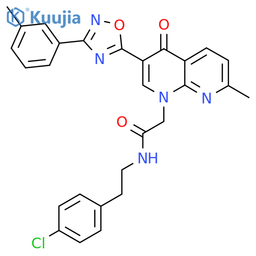 N-[2-(4-chlorophenyl)ethyl]-2-{7-methyl-3-[3-(3-methylphenyl)-1,2,4-oxadiazol-5-yl]-4-oxo-1,4-dihydro-1,8-naphthyridin-1-yl}acetamide structure