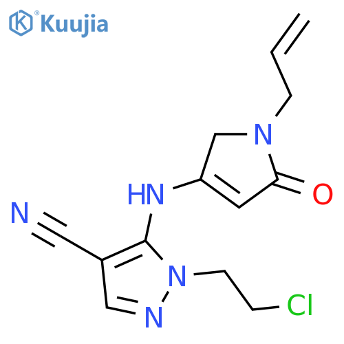 1H-PYRAZOLE-4-CARBONITRILE, 1-(2-CHLOROETHYL)-5-[[2,5-DIHYDRO-5-OXO-1-(2-PROPENYL)-1H-PYRROL-3-YL]AMINO]- structure