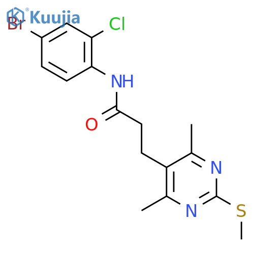 N-(4-bromo-2-chlorophenyl)-3-(4,6-dimethyl-2-methylsulfanylpyrimidin-5-yl)propanamide structure
