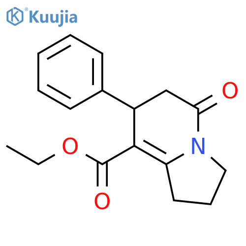 8-Indolizinecarboxylic acid, 1,2,3,5,6,7-hexahydro-5-oxo-7-phenyl-, ethyl ester structure