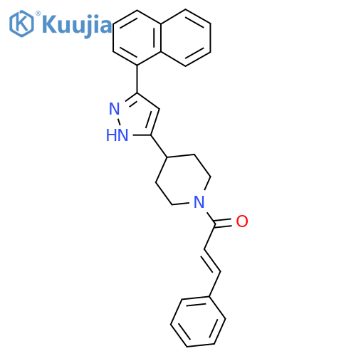 (E)-1-[4-(3-naphthalen-1-yl-1H-pyrazol-5-yl)piperidin-1-yl]-3-phenylprop-2-en-1-one structure