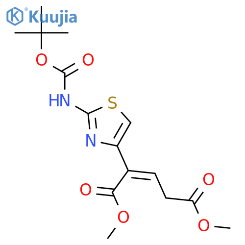 2-Pentenedioic acid, 2-[2-[[(1,1-dimethylethoxy)carbonyl]amino]-4-thiazolyl]-, dimethyl ester structure