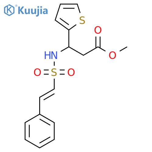 Methyl 3-(2-phenylethenesulfonamido)-3-(thiophen-2-yl)propanoate structure