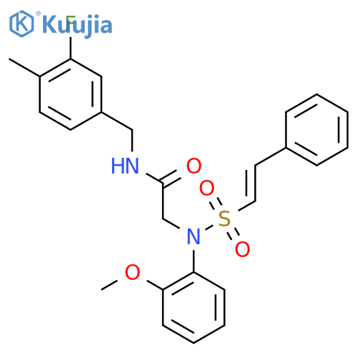 N-[(3-fluoro-4-methylphenyl)methyl]-2-[N-(2-methoxyphenyl)-2-phenylethenesulfonamido]acetamide structure