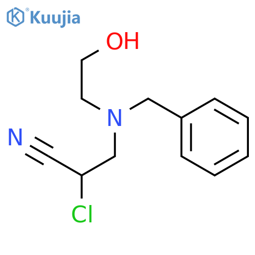 3-(benzyl(2-hydroxyethyl)amino)-2-chloro-propanenitrile structure