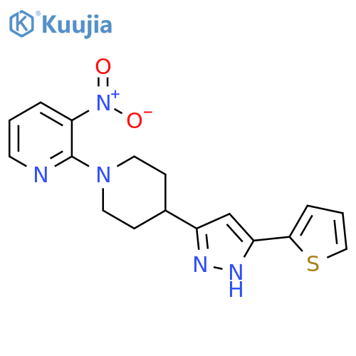 1-(3-Nitro-2-pyridinyl)-4-5-(2-thienyl)-1H-pyrazol-3-ylpiperidine structure