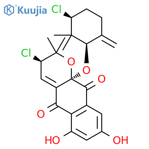 2H-Naphtho[2,3-b]pyran-5,10-dione,3-chloro-10a-[[(1R,3S)-3-chloro-2,2-dimethyl-6-methylenecyclohexyl]methyl]-3,10a-dihydro-6,8-dihydroxy-2,2-dimethyl-,(3R,10aR)- structure