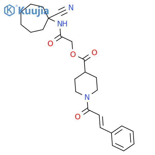 [(1-Cyanocycloheptyl)carbamoyl]methyl 1-(3-phenylprop-2-enoyl)piperidine-4-carboxylate structure