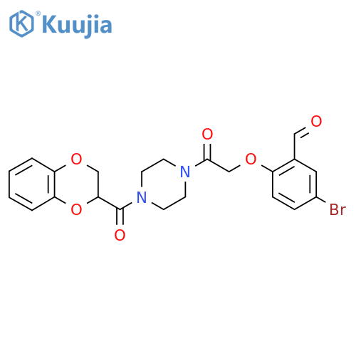 5-Bromo-2-[2-[4-(2,3-dihydro-1,4-benzodioxine-3-carbonyl)piperazin-1-yl]-2-oxoethoxy]benzaldehyde structure