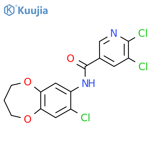 5,6-dichloro-N-(8-chloro-3,4-dihydro-2H-1,5-benzodioxepin-7-yl)pyridine-3-carboxamide structure