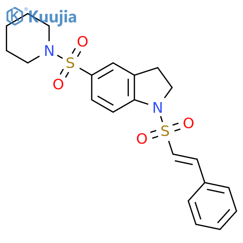 1-(2-phenylethenesulfonyl)-5-(piperidine-1-sulfonyl)-2,3-dihydro-1H-indole structure