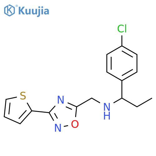 1,?2,?4-?Oxadiazole-?5-?methanamine, N-?[1-?(4-?chlorophenyl)?propyl]?-?3-?(2-?thienyl)?- structure