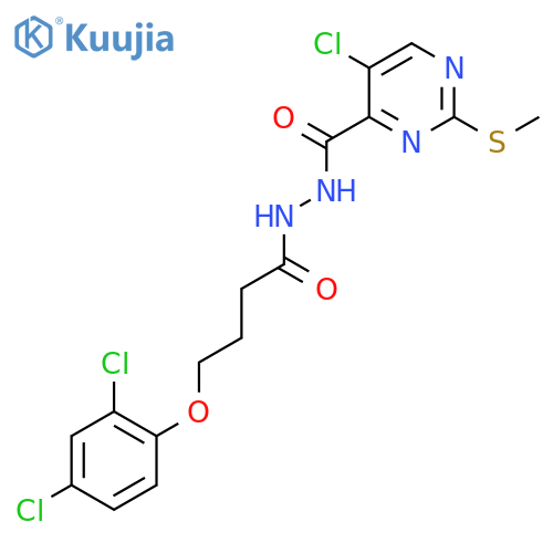 N'-[5-chloro-2-(methylsulfanyl)pyrimidine-4-carbonyl]-4-(2,4-dichlorophenoxy)butanehydrazide structure