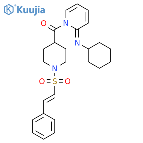 N-cyclohexyl-1-[1-(2-phenylethenesulfonyl)piperidine-4-carbonyl]-1,2-dihydropyridin-2-imine structure