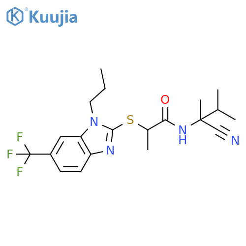 N-(2-Cyano-3-methylbutan-2-yl)-2-[1-propyl-6-(trifluoromethyl)benzimidazol-2-yl]sulfanylpropanamide structure