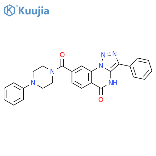 3-phenyl-8-(4-phenylpiperazine-1-carbonyl)-4H,5H-[1,2,3]triazolo[1,5-a]quinazolin-5-one structure
