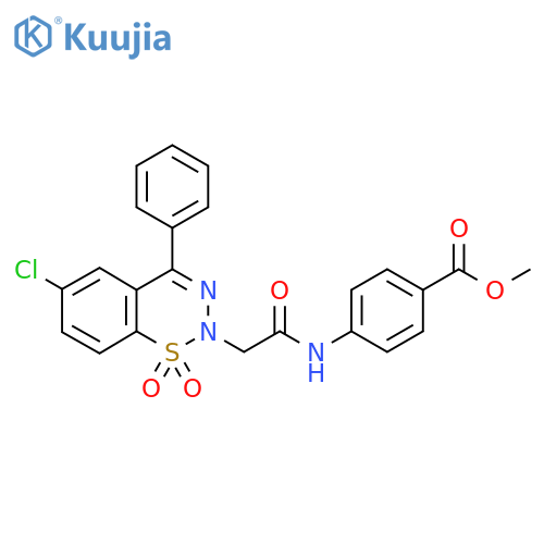 methyl 4-[2-(6-chloro-1,1-dioxo-4-phenyl-2H-1lambda6,2,3-benzothiadiazin-2-yl)acetamido]benzoate structure