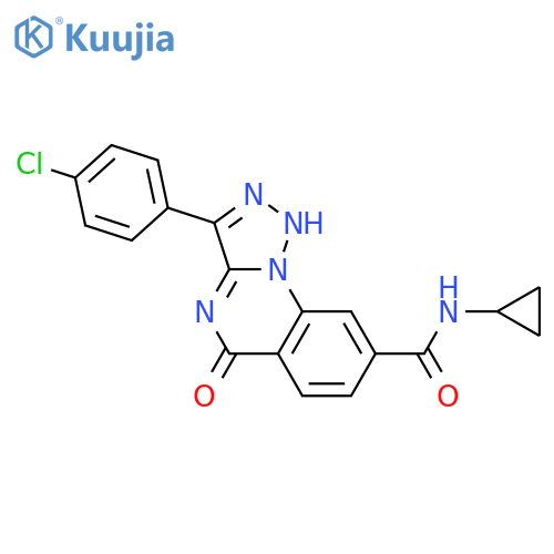 3-(4-chlorophenyl)-N-cyclopropyl-5-oxo-4H,5H-[1,2,3]triazolo[1,5-a]quinazoline-8-carboxamide structure