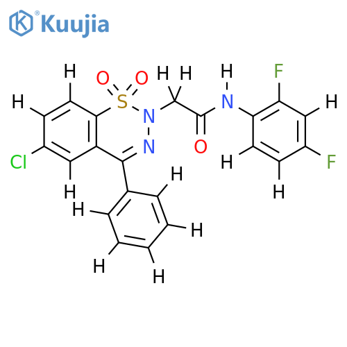 2-(6-chloro-1,1-dioxo-4-phenyl-2H-1lambda6,2,3-benzothiadiazin-2-yl)-N-(2,4-difluorophenyl)acetamide structure