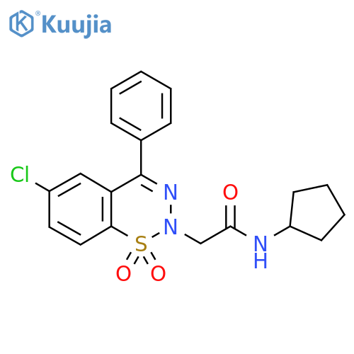 2-(6-chloro-1,1-dioxo-4-phenyl-2H-1lambda6,2,3-benzothiadiazin-2-yl)-N-cyclopentylacetamide structure