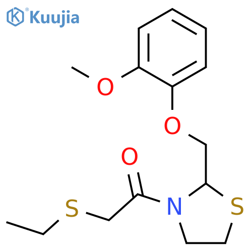 Thiazolidine, 3-[(ethylthio)acetyl]-2-[(2-methoxyphenoxy)methyl]- structure