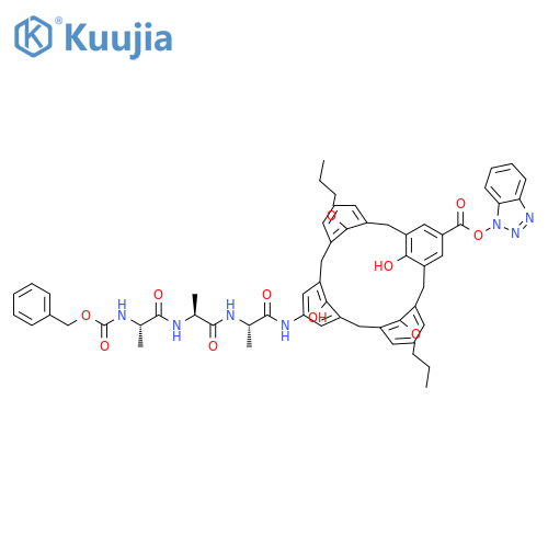 L-Alaninamide, N-[(phenylmethoxy)carbonyl]-L-alanyl-L-alanyl-N-[17-[(1H-benzotriazol-1-yloxy)carbonyl]-26,28-dihydroxy-25,27-dipropoxypentacyclo[19.3.1.13,7.19,13.115,19]octacosa-1(25),3,5,7(28),9,11,13(27),15,17,19(26),21,23-dodecaen-5-yl]- structure
