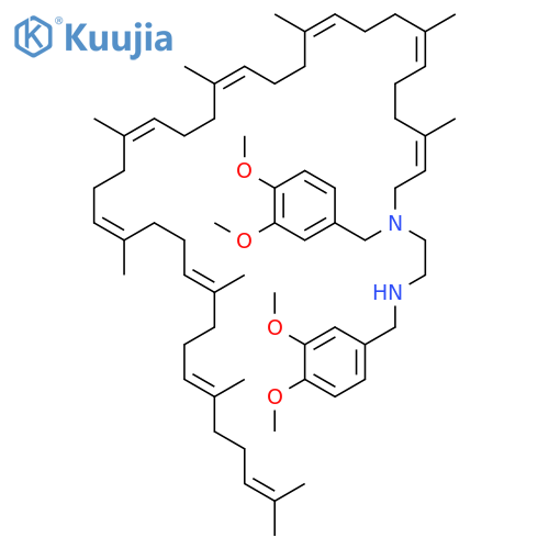 1,2-Ethanediamine,N,N'-bis[(3,4-dimethoxyphenyl)methyl]-N-[(2Z,6Z,10Z,14Z,18Z,22Z,26E,30E)-3,7,11,15,19,23,27,31,35-nonamethyl-2,6,10,14,18,22,26,30,34-hexatriacontanonaenyl]-(9CI) structure