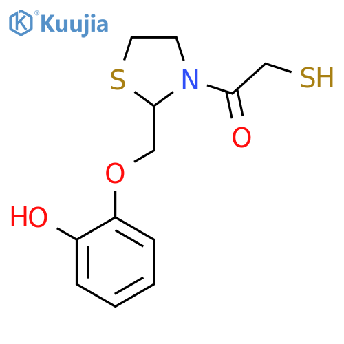 Thiazolidine, 2-[(2-hydroxyphenoxy)methyl]-3-(mercaptoacetyl)- structure