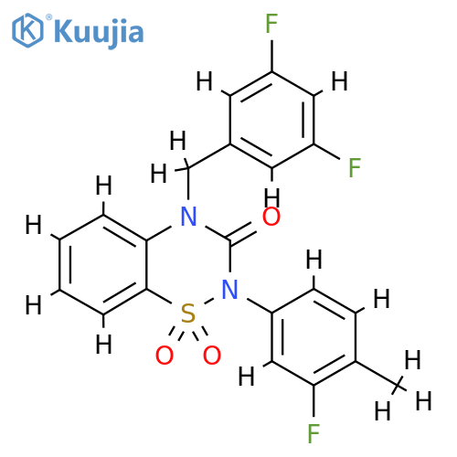 4-[(3,5-difluorophenyl)methyl]-2-(3-fluoro-4-methylphenyl)-3,4-dihydro-2H-1lambda6,2,4-benzothiadiazine-1,1,3-trione structure