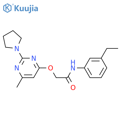 N-(3-ethylphenyl)-2-{[6-methyl-2-(pyrrolidin-1-yl)pyrimidin-4-yl]oxy}acetamide structure