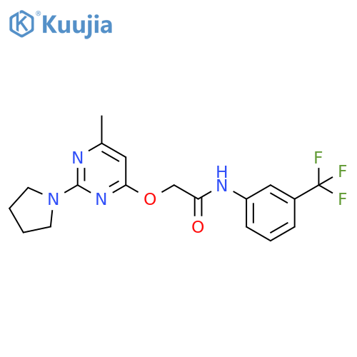 2-{[6-methyl-2-(pyrrolidin-1-yl)pyrimidin-4-yl]oxy}-N-[3-(trifluoromethyl)phenyl]acetamide structure