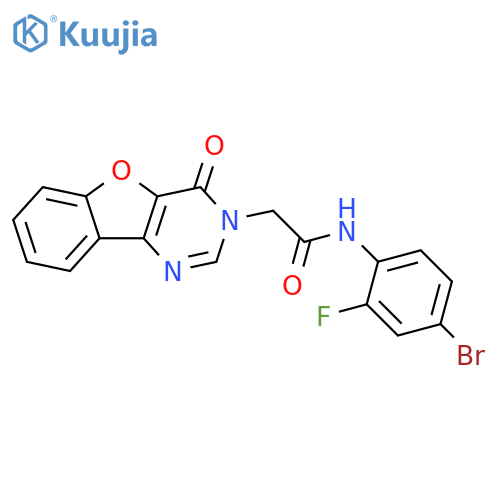 N-(4-bromo-2-fluorophenyl)-2-{6-oxo-8-oxa-3,5-diazatricyclo[7.4.0.0^{2,7}]trideca-1(9),2(7),3,10,12-pentaen-5-yl}acetamide structure