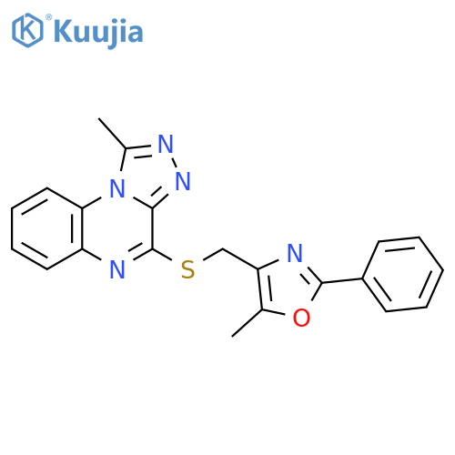 5-methyl-4-[({1-methyl-[1,2,4]triazolo[4,3-a]quinoxalin-4-yl}sulfanyl)methyl]-2-phenyl-1,3-oxazole structure