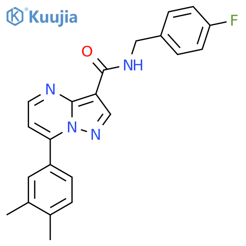 7-(3,4-dimethylphenyl)-N-[(4-fluorophenyl)methyl]pyrazolo[1,5-a]pyrimidine-3-carboxamide structure