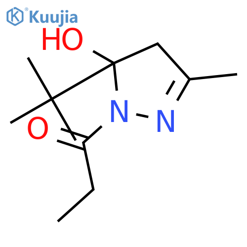 1H-Pyrazol-5-ol, 5-(1,1-dimethylethyl)-4,5-dihydro-3-methyl-1-(1-oxopropyl)- structure