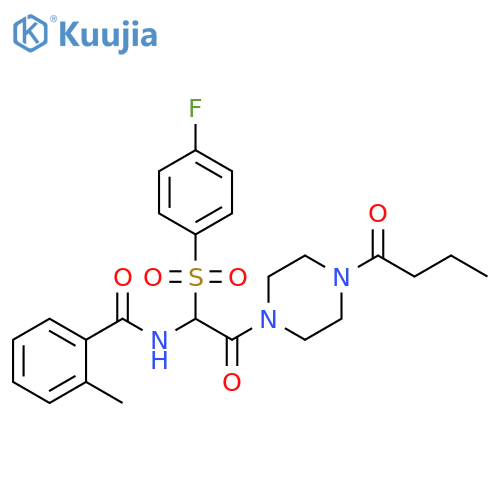 N-[2-(4-butanoylpiperazin-1-yl)-1-(4-fluorobenzenesulfonyl)-2-oxoethyl]-2-methylbenzamide structure