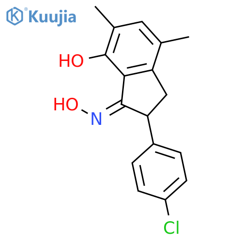 1H-Inden-1-one, 2-(4-chlorophenyl)-2,3-dihydro-7-hydroxy-4,6-dimethyl-, oxime structure