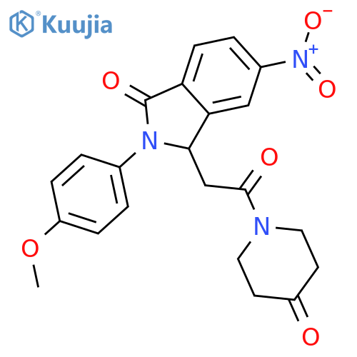 1H-Isoindol-1-one,2,3-dihydro-2-(4-methoxyphenyl)-5-nitro-3-[2-oxo-2-(4-oxo-1-piperidinyl)ethyl]- structure