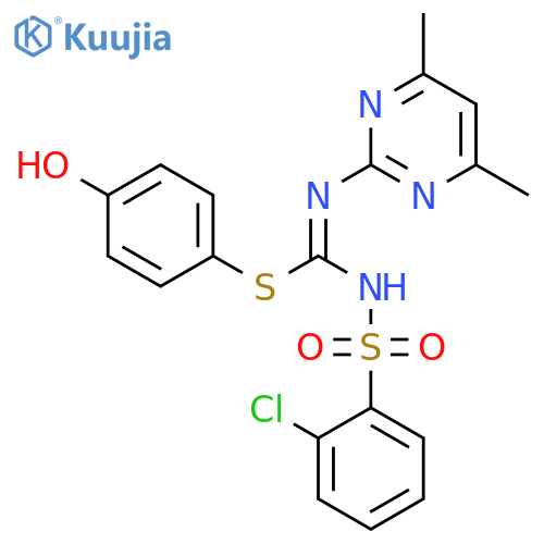 Carbamimidothioic acid, N-[(2-chlorophenyl)sulfonyl]-N'-(4,6-dimethyl-2-pyrimidinyl)-, 4-hydroxyphenyl ester structure