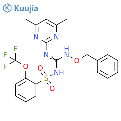 Benzenesulfonamide,N-[[(4,6-dimethyl-2-pyrimidinyl)amino][(phenylmethoxy)amino]methylene]-2-(trifluoromethoxy)- structure