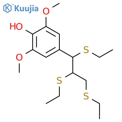 Phenol, 2,6-dimethoxy-4-[1,2,3-tris(ethylthio)propyl]- structure