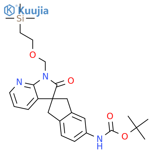 tert-Butyl (2'-oxo-1'-((2-(trimethylsilyl)ethoxy)methyl)-1,1',2',3-tetrahydrospiroindene-2,3'-pyrrolo2,3-bpyridin-5-yl)carbamate structure